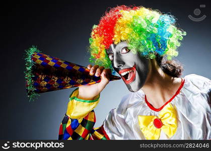 Colourful portrait of birthday clown.