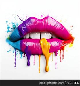 Colourful Rainbow Lip Icon on White Background. Generative ai. High quality illustration. Colourful Rainbow Lip Icon on White Background. Generative ai