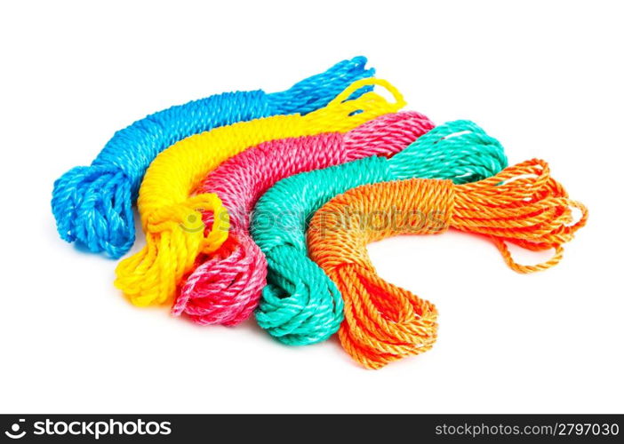 Colourful rope isolated on the white background