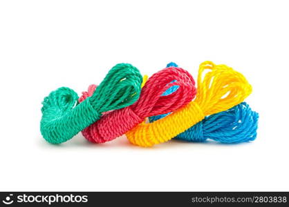 Colourful rope isolated on the white background