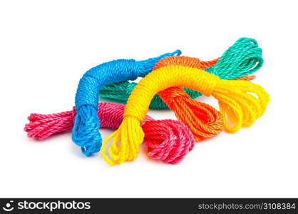 Colourful rope isolated on the white background