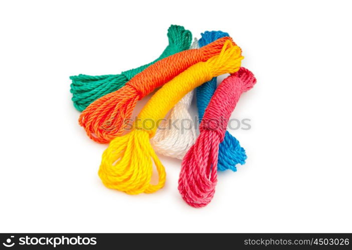 Colourful rope isolated on the white background