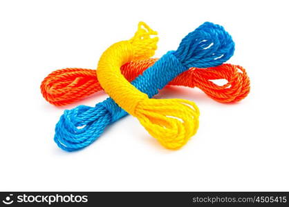 Colourful rope isolated on the white background