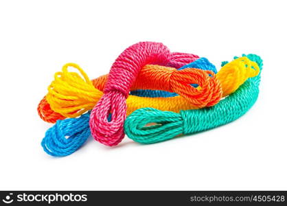 Colourful rope isolated on the white background