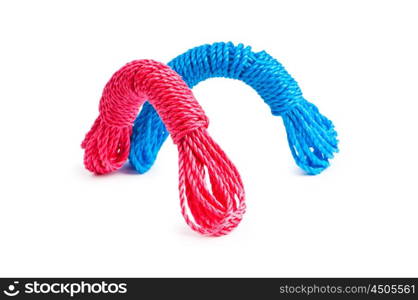 Colourful rope isolated on the white background