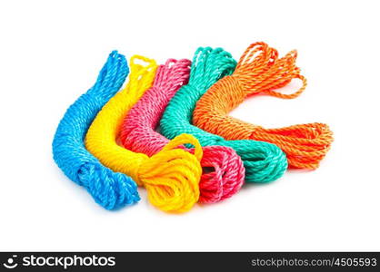 Colourful rope isolated on the white background