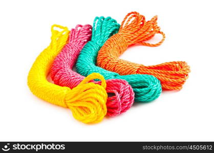 Colourful rope isolated on the white background