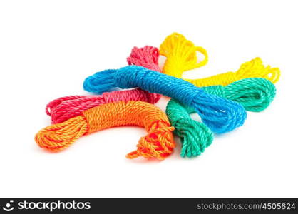 Colourful rope isolated on the white background