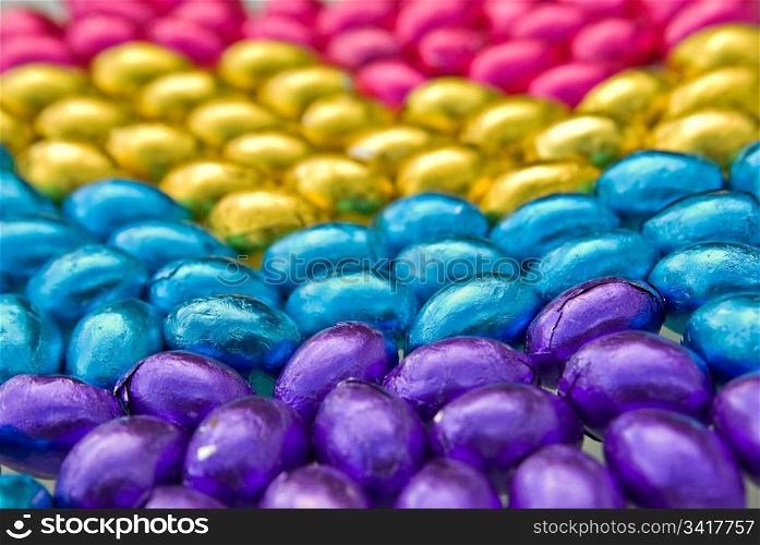 colourful rows of easter eggs for background . easter eggs
