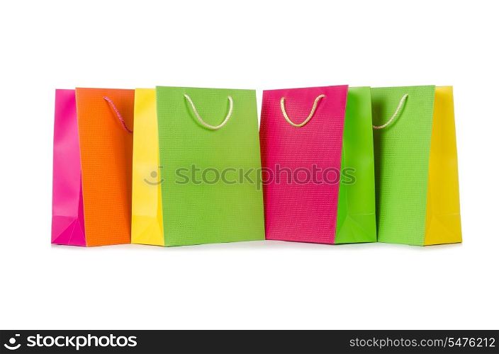 Colourful shopping bags isolated on white