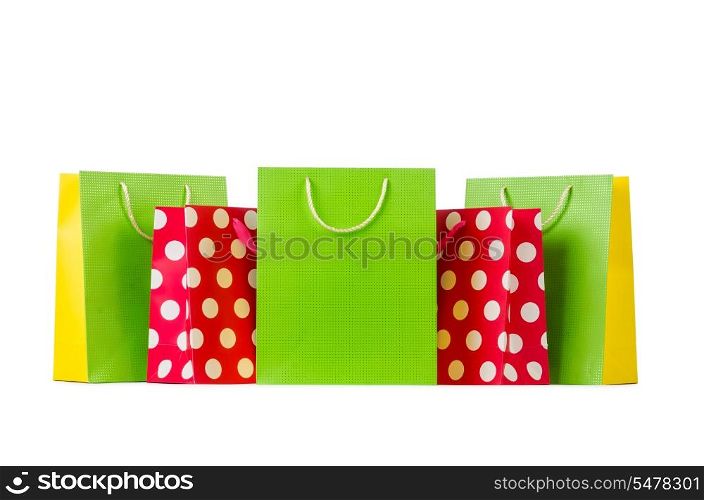 Colourful shopping bags isolated on white