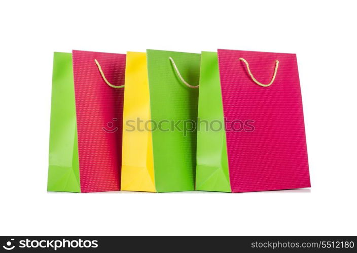 Colourful shopping bags isolated on white