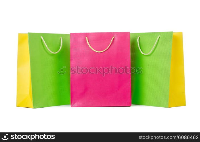 Colourful shopping bags isolated on white