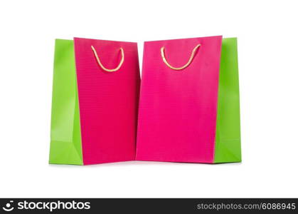 Colourful shopping bags isolated on white