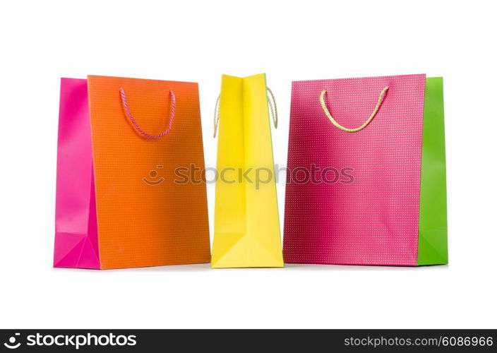 Colourful shopping bags isolated on white