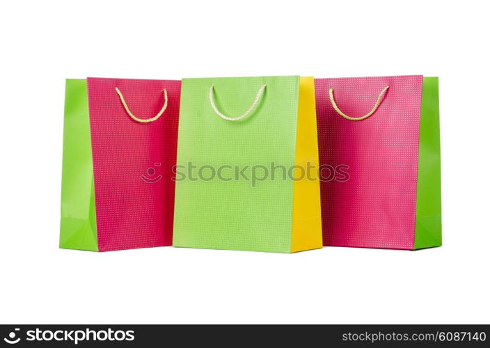 Colourful shopping bags isolated on white