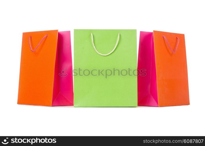 Colourful shopping bags isolated on white