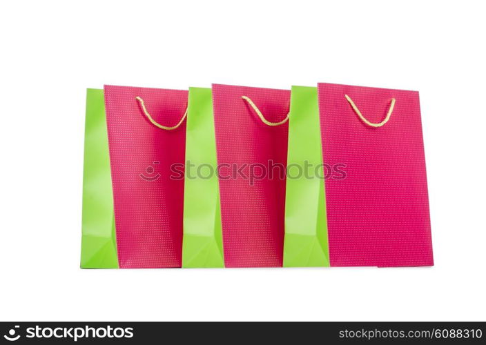 Colourful shopping bags isolated on white