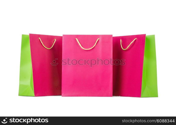 Colourful shopping bags isolated on white