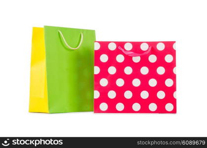 Colourful shopping bags isolated on white