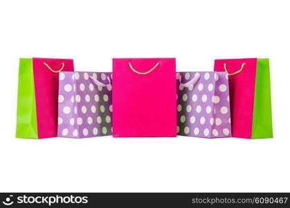 Colourful shopping bags isolated on white