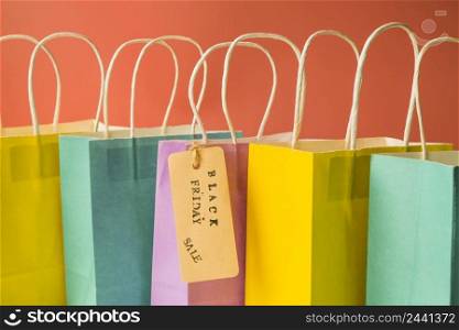 colourful shopping bags with tag