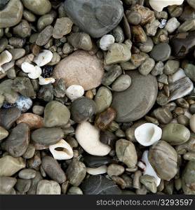 Colourful stones along shoreline in Costa Rica