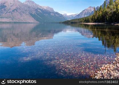 Colourful stones in Lake McDonald near Apgar in Montana