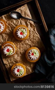 Colourful thai vintage style orange cake.