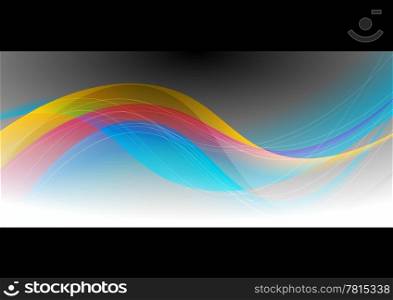 Colourful waves on dark background. Eps 10 vector