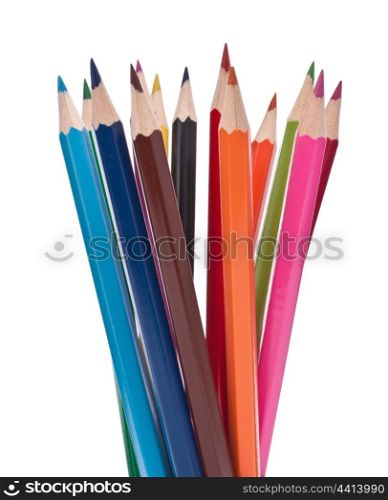 Colouring crayon pencils isolated on white background