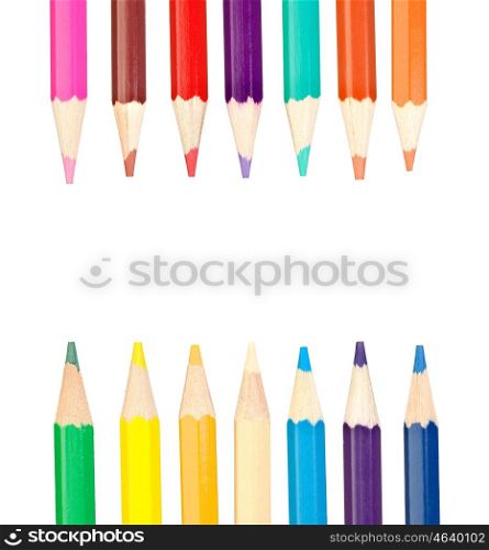 Colouring crayon pencils isolated on white background