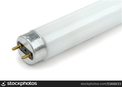 Colse-up of fluorescent light tube on white background