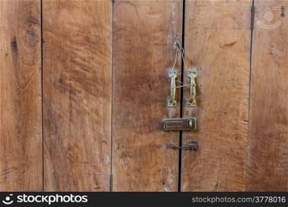 colsed old brown wooden door in Thailand