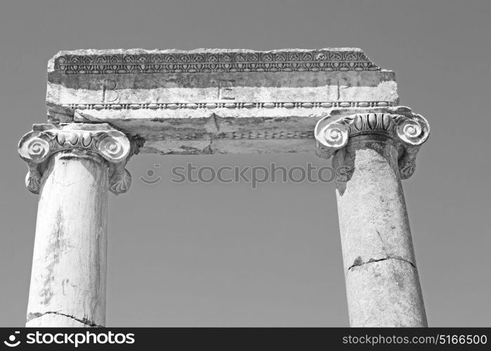 column temple and theatre in ephesus antalya turkey asia sky the ruins