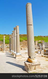 column temple and theatre in ephesus antalya turkey asia sky the ruins