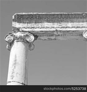 column temple and theatre in ephesus antalya turkey asia sky the ruins