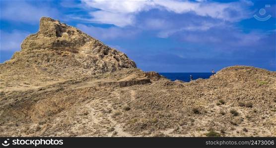 Columnar Jointing Structures Of Punta Baja, Lava Flows, Volcanic Rocks, Cabo de Gata-Nijar Natural Park, UNESCO Biosphere Reserve, Hot Desert Climate Region, Almeria, Andalucia, Spain, Europe