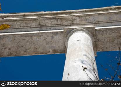 columns against the blue sky