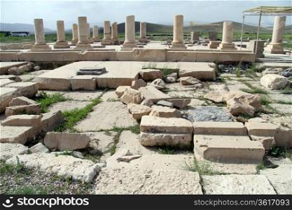 Columns and ruins of palace in Pasargadae, Iran