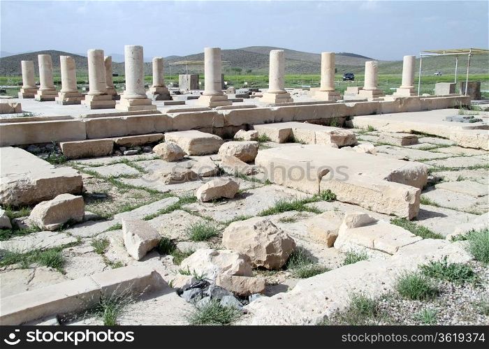 Columns and ruins of Pasargadae in Iran