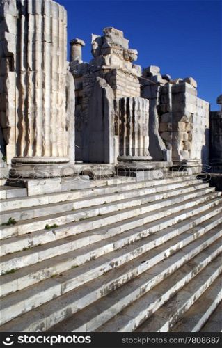 Columns and steps of Apollo temple in Didim,Turkey