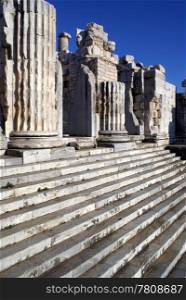 Columns and steps of Apollo temple in Didim,Turkey