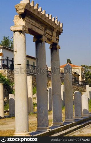 Columns in a courtyard, Roman Agora, Athens, Greece