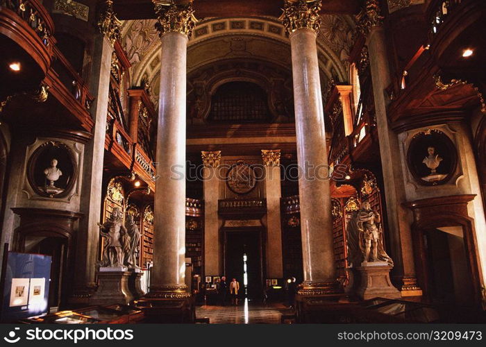 Columns in a library, National Library, Vienna, Austria