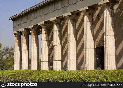 Columns in a temple, Temple of Hephaestus, Athens, Greece