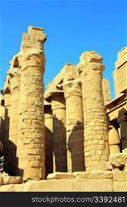 columns in famouse karnak temple - luxor, egypt