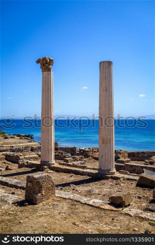 Columns in Tharros archaeological site, Oristano, Sardinia. Columns in Tharros archaeological site, Sardinia