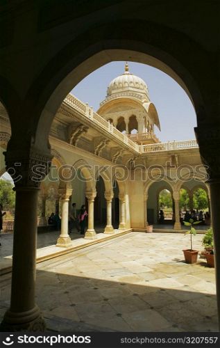 Columns in the courtyard of a museum, Government Central Museum, Jaipur, Rajasthan, India