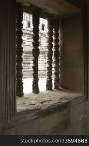 Columns in Window of Ancient Temple